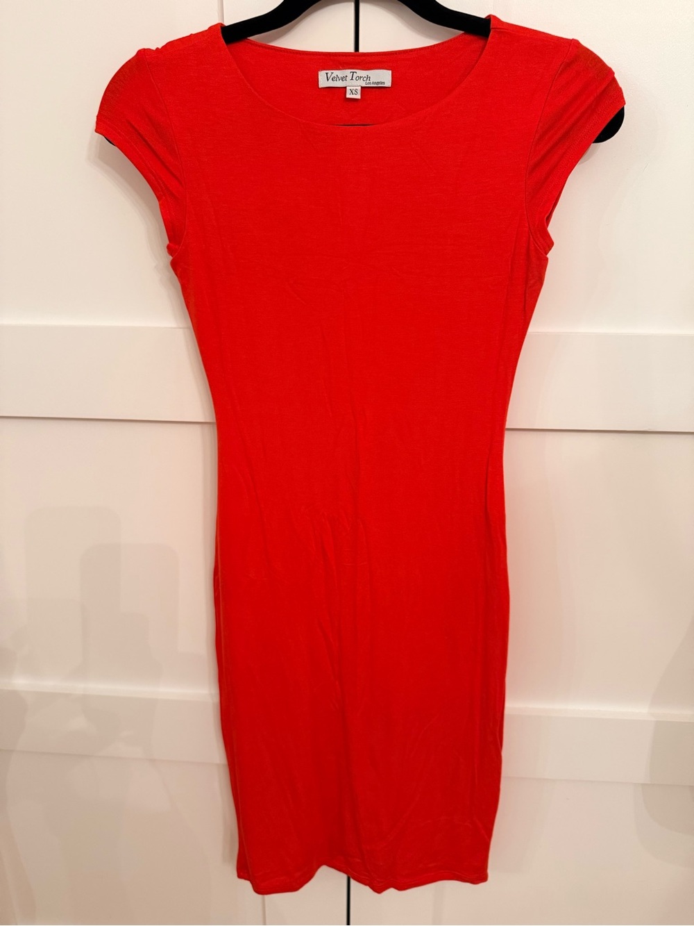 Velvet Torch Red Cap-Sleeve Bodycon Mini Dress